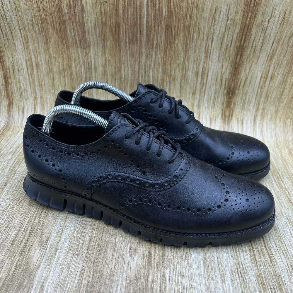 Cole Haan Zerogrand Wingtip Oxford Men's Size 9.5 Black Leather Shoes C20719